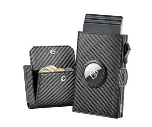 YESIIW Mens Wallets Airtag Wallet forAir Tag, RFID Card Holder air tag Wallet Leather Slim Wallets for Men UK, Pop Up Smart Wallet with Coin Pocket and Money Clip, Carbon Fiber
