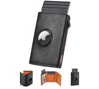 YESIIW Mens Wallets for Apple Air Tag, Airtag Wallets for Men Minimalist Card Wallet RFID Blocking, Slim Card Holder for Men Pop Up Holder Wallet with Coin Pocket & ID Window,Orange