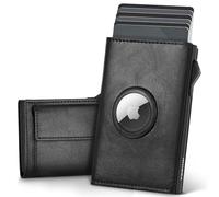 YESIIW Mens Wallets for Apple Air Tag, Airtag Wallets for Men Minimalist Card Wallet RFID Blocking, Slim Card Holder for Men Pop Up Holder Wallet with ID Window & Large Flip Coin Pocket, Black