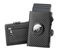 YESIIW Mens Wallets for Apple Air tag, Slim Real Leather Wallet RFID Blocking, Pop up AirTag Holder Wallets for Men, Minimalist Card Wallet Men Compact for 10 Cards, Brown