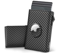 YESIIW Mens Wallets for Apple Air Tag, Ultra Compact Airtag Wallets for Men Minimalist Card Wallet RFID Blocking, Slim Card Holder for Men Pop Up Holder Wallet with ID Window, Carbon Fiber