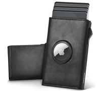 YESIIW Mens Wallets for Apple Air Tag, Ultra Compact Airtag Wallets for Men Minimalist Card Wallet RFID Blocking, Slim Card Holder for Men Pop Up Holder Wallet with ID Window, Black