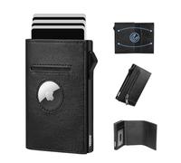 YESIIW Mens Wallets RFID Blocking for Apple Air Tag, Airtag Wallet Leather Wallet for Men UK, Pop Up Credit Card Holder with Coin Pocket and Money Clip, Gifts for Men Black
