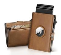 YESIIW Mens Wallets RFID Blocking, Minimalist Wallet Pop Up Credit Card Holder, Slim Men Card Wallet Magnetic Closure, Smart Trifold Wallets for Men with Money Clip and 2 ID Windows, Brown