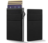 YESIIW Mens Wallets Slim Minimalist Card Holder with RFID Blocking, Pop up Credit Card Wallet, Metal Smart Wallets for Men UK with Money Pocket, Gifts for Men Black
