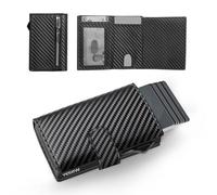 YESIIW Mens Wallets with RFID Blocking, Leather Wallets for Men UK with Coin Pocket and Money Clip, Slim Wallet Pop Up Credit Card Wallet Men, Gifts Carbon Fiber