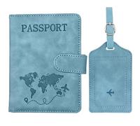 Yesimola Passport Cover and Luggage Tag Set, Passport Holder for Men and Women, PU Leather Passport Case, Travel Folder for Travel Documents, for Men and Women, Holiday Accessories, Travel Essentials
