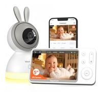 YESIMOM 2K 3MP Baby Monitor with 5" Screen, App and No-Glow Night Vision