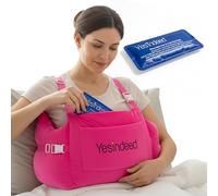 YESINDEED Post Mastectomy Pillow - Soft Pink Recovery Cushion with Back Strap, Shoulder Loops & Storage Pocket - Comfort & Support After Breast, Heart, Hysterectomy & C-Section Surgery (Pink)
