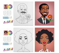 yesJRL 2 Pack Selfie Sip and Paint Kit for Adults Couples, 8x10 inch Pre Drawn Stretched Canvas for Painting Your Partner Date Night Valentines Day, Painting Set with Two Pictures at Home Party Games
