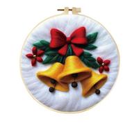 yesJRL Chritmas Needle Felting Kit, Felt Painting Kits for Beginners, Felt Painting Set Gift for Home Decoration, Starter Needle Felting with Pad, Needles, Wool, Decorative Frame (Holiday decor-02)