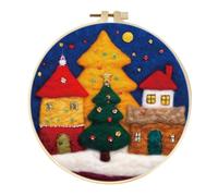 yesJRL Chritmas Needle Felting Kit, Felt Painting Kits for Beginners, Felt Painting Set Gift for Home Decoration, Starter Needle Felting with Pad, Needles, Wool, Decorative Frame (Holiday decor-01)