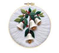 yesJRL Chritmas Needle Felting Kit, Felt Painting Kits for Beginners, Felt Painting Set Gift for Home Decoration, Starter Needle Felting with Pad, Needles, Wool, Decorative Frame (Holiday decor-06)