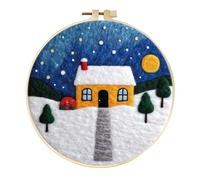 yesJRL Chritmas Needle Felting Kit, Felt Painting Kits for Beginners, Felt Painting Set Gift for Home Decoration, Starter Needle Felting with Pad, Needles, Wool, Decorative Frame (Holiday decor-07)