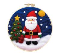 yesJRL Chritmas Needle Felting Kit, Felt Painting Kits for Beginners, Felt Painting Set Gift for Home Decoration, Starter Needle Felting with Pad, Needles, Wool, Decorative Frame (Holiday decor-03)