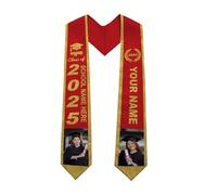yesJRL Custom Graduation Stole, Personalized Grad Sash with Name, Class of 2025 Graduation Honor Flag Congratulation Gifts (Red-03, 72inch)