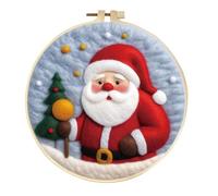 yesJRL Needle Felting Kit, Felt Painting Kits for Beginners, Felt Painting Set Gift for Xmas Decoration, Starter Needle Felting with Pad, Needles, Wool, Decorative Frame (Xmas Art Decor -05)