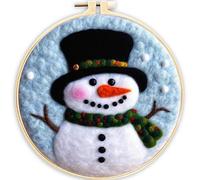 yesJRL Needle Felting Kit, Felt Painting Kits for Beginners, Felt Painting Set Gift for Xmas Decoration, Starter Needle Felting with Pad, Needles, Wool, Decorative Frame (Xmas Art Decor -03)