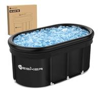 Yesker 110 Gal Oval Ice Bath Tub with Air Ring, Portable Multi-Layered Cold Plunge Tub with lid for Athletes, Foldable and Inflatable, Drop-In Bathtub at Home, Outdoors Use