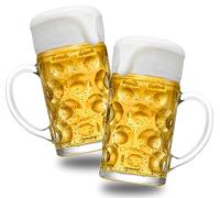 Yesland 2 Pack Beer Mug for Freezer, 1.2 L /40 oz Glass Beer Stein Mugs with Handle Large Heavy-Duty Beer Cups Drinking Glassware Pub Drinking Mugs for Bar, Alcohol, Beverages, Men, Clear
