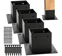 Yesland 4 Pack 4 x 4 Post Base, Inner Size 3.6 X 3.6 Inch Iron Post Bracket with Black Coating Heavy Duty Flange Anchor Base, Support Deck Base with Screws for Pavilion, Deck Railing, Fence, Mailbox