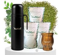 YesMate Ultimate Yerba Mate Tea Set with Thermos, Mate Kit & 3 x Bags YesMate Yerba Mate - Complete Mate Tea UK Bundle | Premium Yerba for Natural Energy & Tradition (200Gr x 3)
