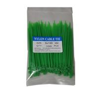 Yesmin 100 Pcs Heavy Duty Nylon Zip Ties (2.5x100mm) - Green Cable Ties with Safety Self-Locking for Home, Office & Garden Organization