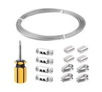 Yesmin 10M 2mm Stainless Steel Cable Kit - Galvanized Fence Wire Rope with Clamp & Top Pin for Greenhouse Frame Assembly