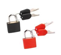 Yesmin 2 Pcs Luggage Lock with Key,Mini Padlock Luggage Lock Gym Locker Bag Backpack Computer Bag-Red+Black