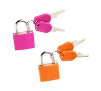 Yesmin 2 Pcs Luggage Lock with Key,Mini Padlock Luggage Lock Gym Locker Bag Backpack Computer Bag-Rose Red+Orange