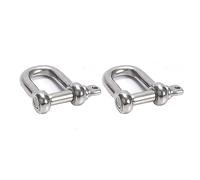 Yesmin 2 Pcs M6 D-Shackle with Pin - Heavy Duty 304 Stainless Steel Dee Shackle, Multi-Purpose Rope Hook for Towing, Lifting, Construction & Marine Fastening