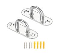 Yesmin 2 Pcs Stainless Steel Wall Eye Pads - Mounting Kit with Screws & Expansion Tubes for Secure Hanging (M6/Silver)