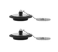 Yesmin 2 Pcs Universal Bathtub Plug - Heavy Duty Rubber Drain Stopper with Stainless Steel Chain (Bathroom & Kitchen)