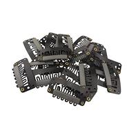 Yesmin 20 Pcs Metal Snap Clips for Hair Extensions and Wefts (32mm, Dark Brown)