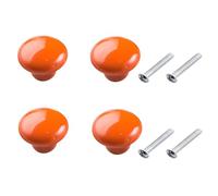 Yesmin 4 Pcs Colored Ceramic Drawer Handles,Cute Cabinet Handles,Wardrobe Door Single Hole Handles,Bedroom,Living Room,Kitchen Furniture-Orange