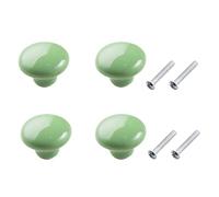 Yesmin 4 Pcs Colored Ceramic Drawer Handles,Cute Cabinet Handles,Wardrobe Door Single Hole Handles,Bedroom,Living Room,Kitchen Furniture-Green