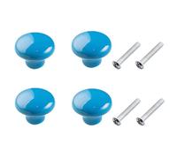 Yesmin 4 Pcs Colored Ceramic Drawer Handles,Cute Cabinet Handles,Wardrobe Door Single Hole Handles,Bedroom,Living Room,Kitchen Furniture-Blue