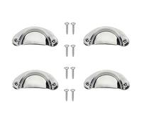 Yesmin 4 Pcs Half Moon Shaped Shell Handles,Kitchen Cabinet Drawers,Suitable for Cabinets,Drawers,Dressing Tables,Etc-Sliver