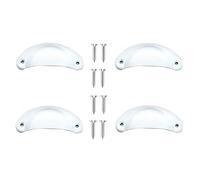 Yesmin 4 Pcs Half Moon Shaped Shell Handles,Kitchen Cabinet Drawers,Suitable for Cabinets,Drawers,Dressing Tables,Etc-White
