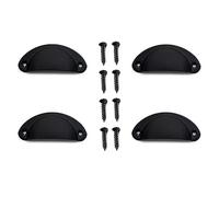 Yesmin 4 Pcs Half Moon Shaped Shell Handles,Kitchen Cabinet Drawers,Suitable for Cabinets,Drawers,Dressing Tables,Etc-Black