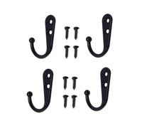 Yesmin 4 PCS Wall Mounted Hooks Coat Hooks Retro Door Robe Hook for Hanging Towel Clothes Hat Key Cup Single Metal Hook Cloth Hanger for in Bedroom Bathroom Kitchen Cupboard (with 8 Pcs Screws)-Black