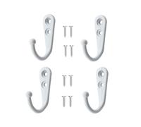 Yesmin 4 PCS Wall Mounted Hooks Coat Hooks Retro Door Robe Hook for Hanging Towel Clothes Hat Key Cup Single Metal Hook Cloth Hanger for in Bedroom Bathroom Kitchen Cupboard (with 8 Pcs Screws)-White