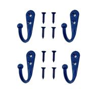 Yesmin 4 PCS Wall Mounted Hooks,Coat Hooks Retro Door Robe Hook for Hanging Towel Clothes Hat Key Single Metal Hook Cloth Hanger for in Bedroom Bathroom Kitchen Cupboard (With 8 Pcs Screws)-Royal Blue