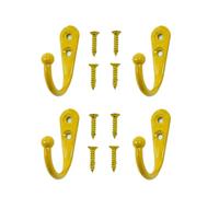Yesmin 4 PCS Wall Mounted Hooks,Coat Hooks Retro Door Robe Hook for Hanging Towel Clothes Hat Key Single Metal Hook Cloth Hanger for in Bedroom Bathroom Kitchen Cupboard (with 8 Pcs Screws)-Yellow