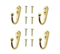 Yesmin 4 PCS Wall Mounted Hooks,Coat Hooks Retro Door Robe Hook for Hanging Towel Clothes Hat Key Single Metal Hook Cloth Hanger for in Bedroom Bathroom Kitchen Cupboard (with 8 Pcs Screws)-Gold