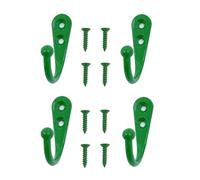 Yesmin 4 PCS Wall Mounted Hooks,Coat Hooks Retro Door Robe Hook for Hanging Towel Clothes Hat Key Single Metal Hook Cloth Hanger for in Bedroom Bathroom Kitchen Cupboard (with 8 Pcs Screws)-Green