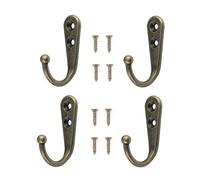 Yesmin 4 PCS Wall Mounted Hooks,Coat Hooks Retro Door Robe Hook for Hanging Towel Clothes Hat Key Single Metal Hook Cloth Hanger for in Bedroom Bathroom Kitchen Cupboard (with 8 Pcs Screws)-Bronze