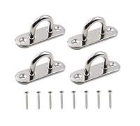 Yesmin 4pcs 304 Stainless Steel Eye, Oblong Pad Eye Plate 5MM Metal Staple Ring Hook With 2 Holes