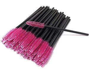 Yesmin 50 Piece Set of Disposable Mascara Brushes - Rose Red Eye Combs, Eyelash Grafting Tools, Eyebrow Dye Applicators, Dedicated Disposable Makeup Artist Brush Kit