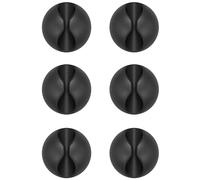Yesmin 6 Pcs Black Silicone Cable Clips - Reusable Cord Organizers for Desk, TV & Laptop (Tangle-Free Solution)